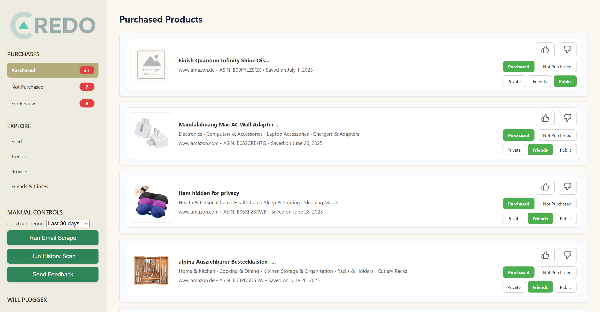 Credo dashboard screenshot